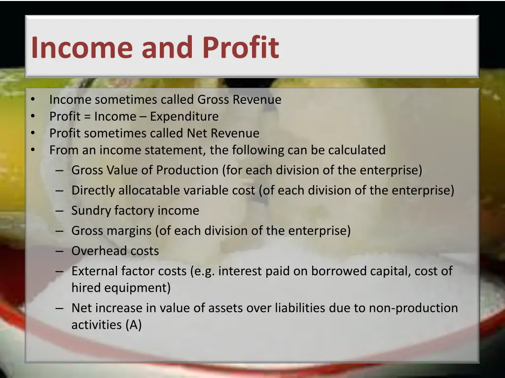 income and profit