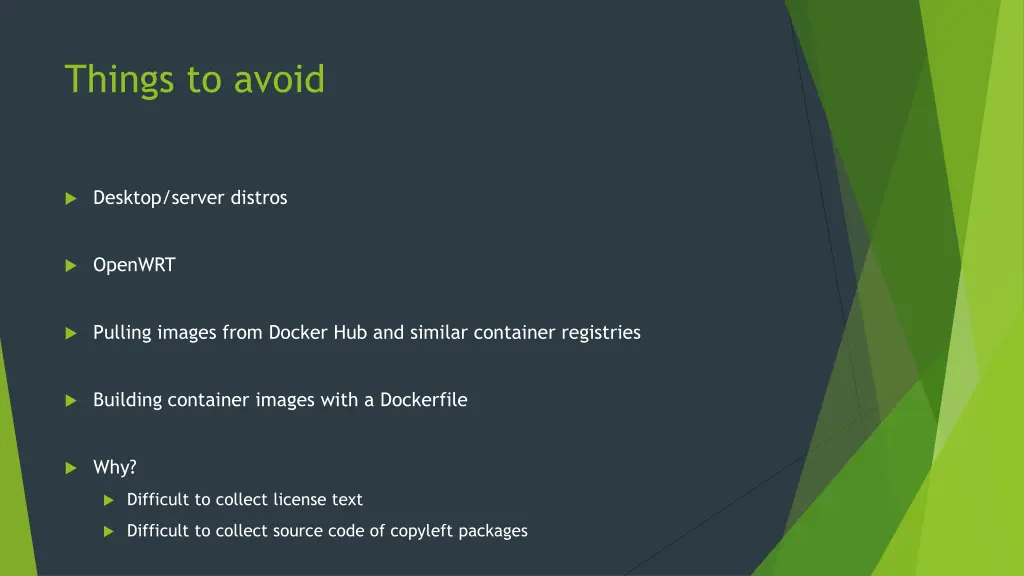 things to avoid