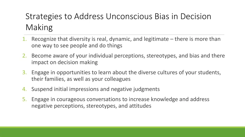 strategies to address unconscious bias