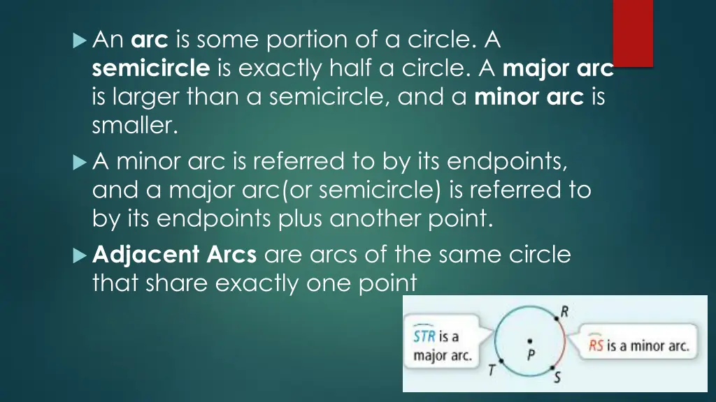 an arc is some portion of a circle a semicircle
