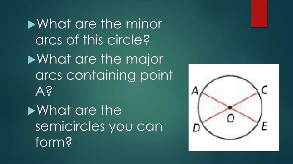 what are the minor arcs of this circle what
