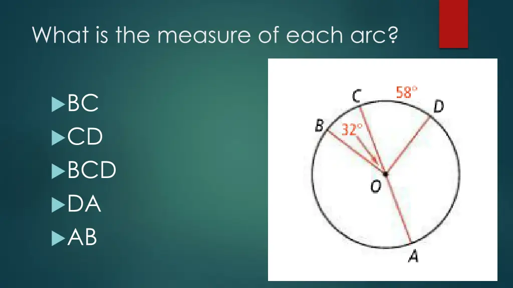 what is the measure of each arc