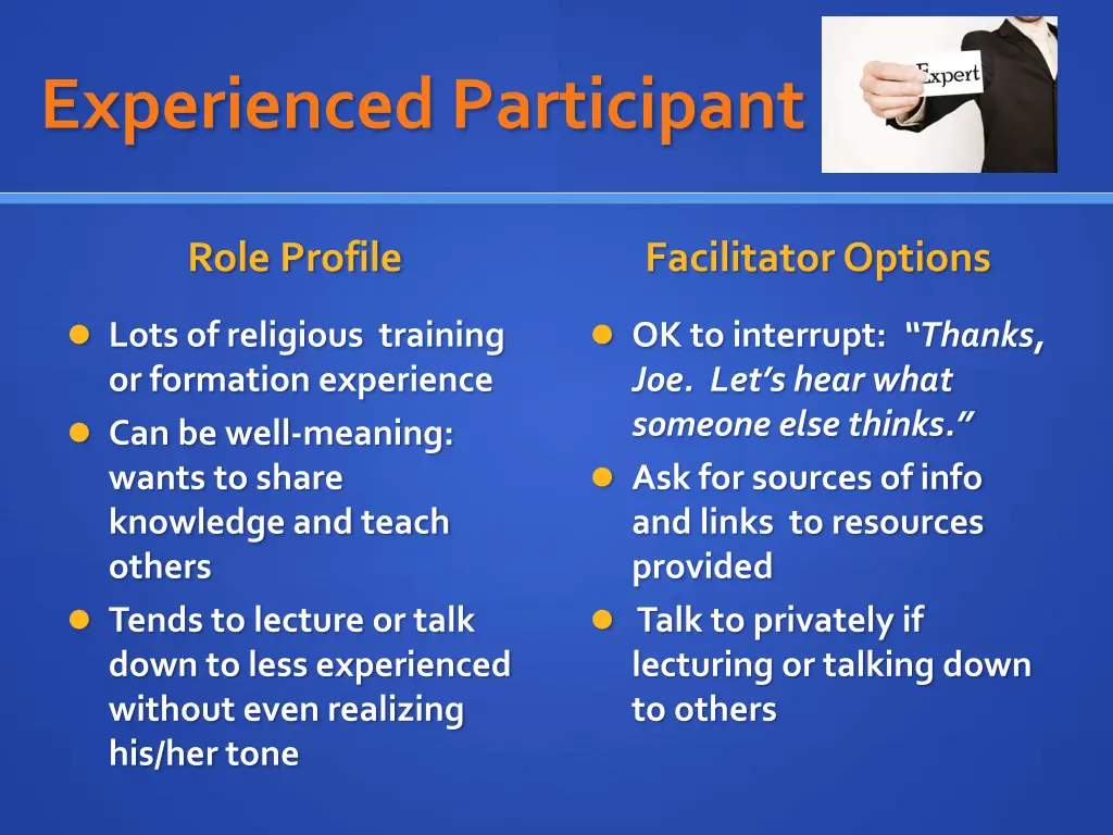 experienced participant