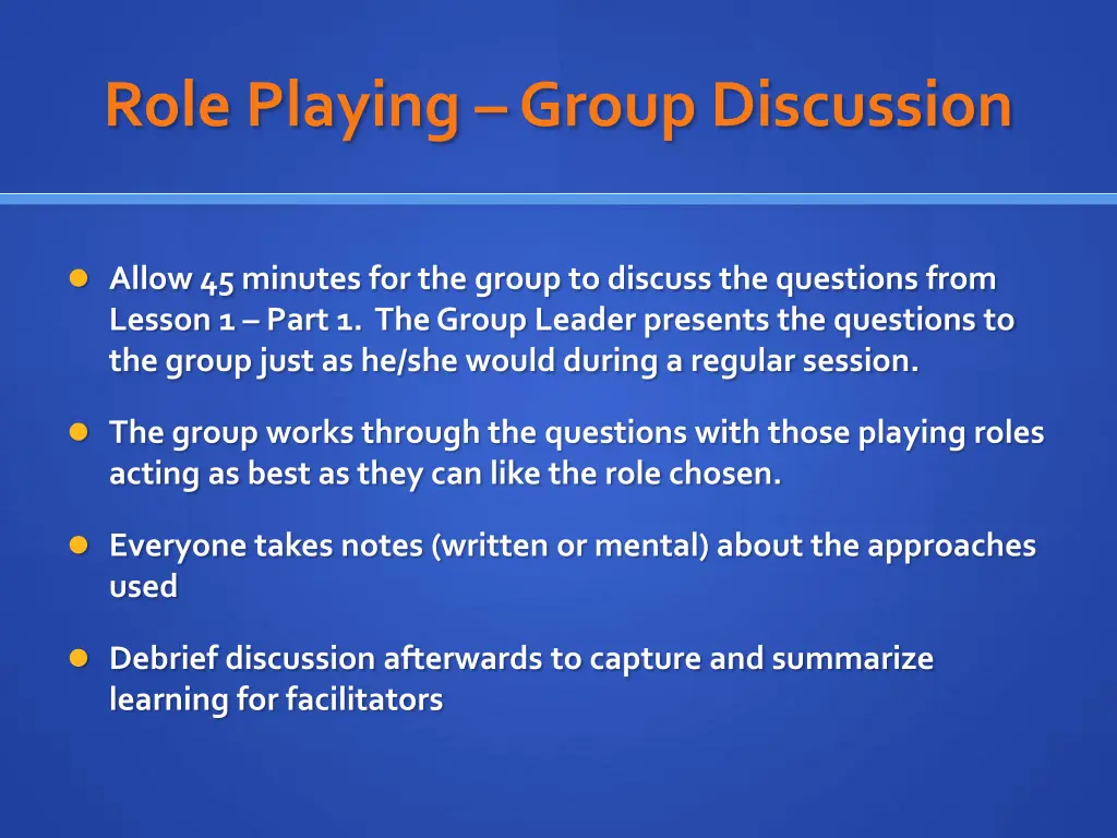role playing group discussion