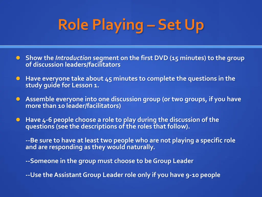 role playing set up