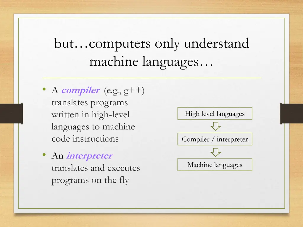 but computers only understand machine languages