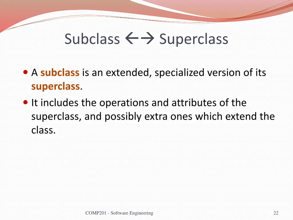 subclass superclass