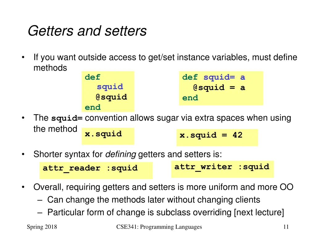 getters and setters