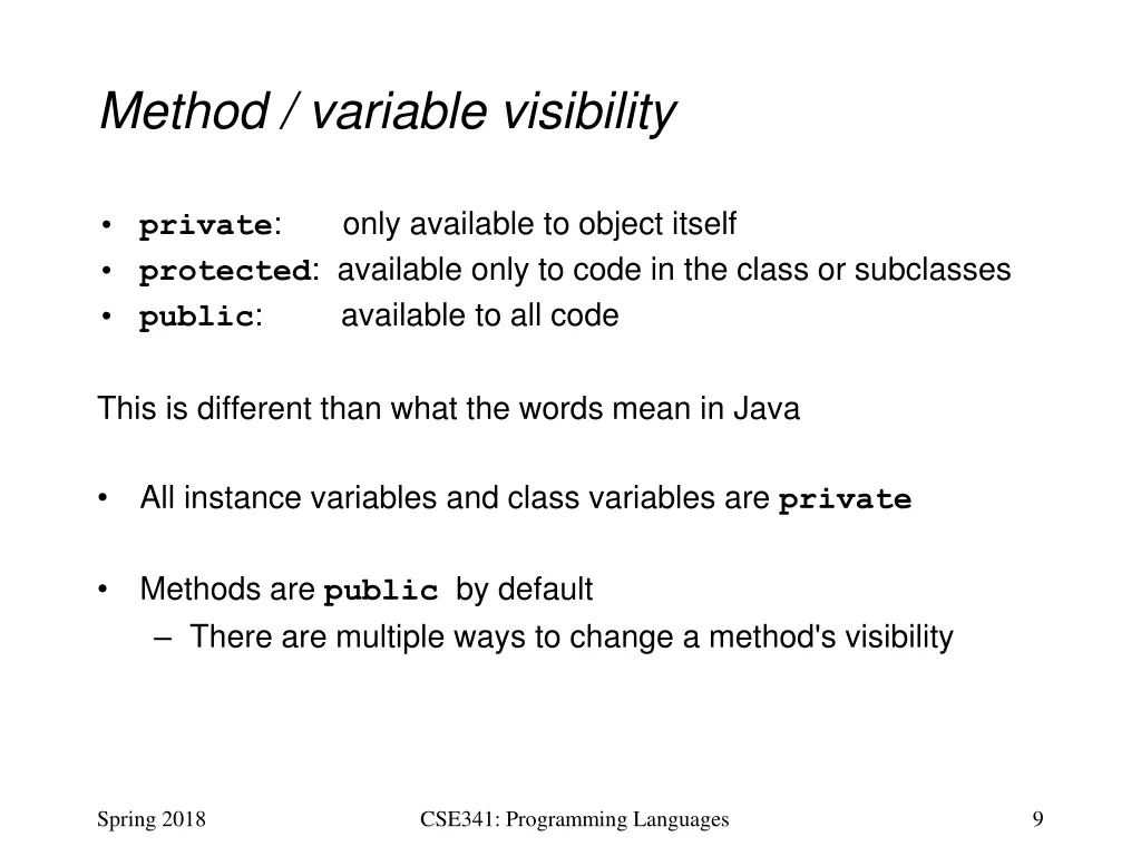 method variable visibility