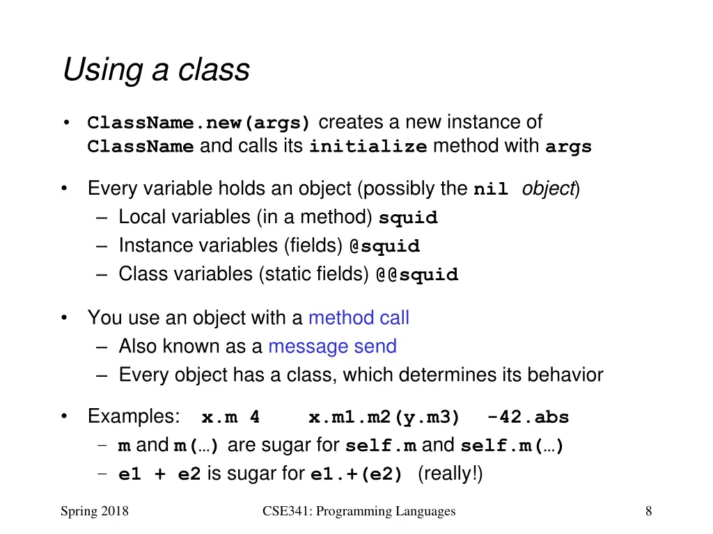 using a class