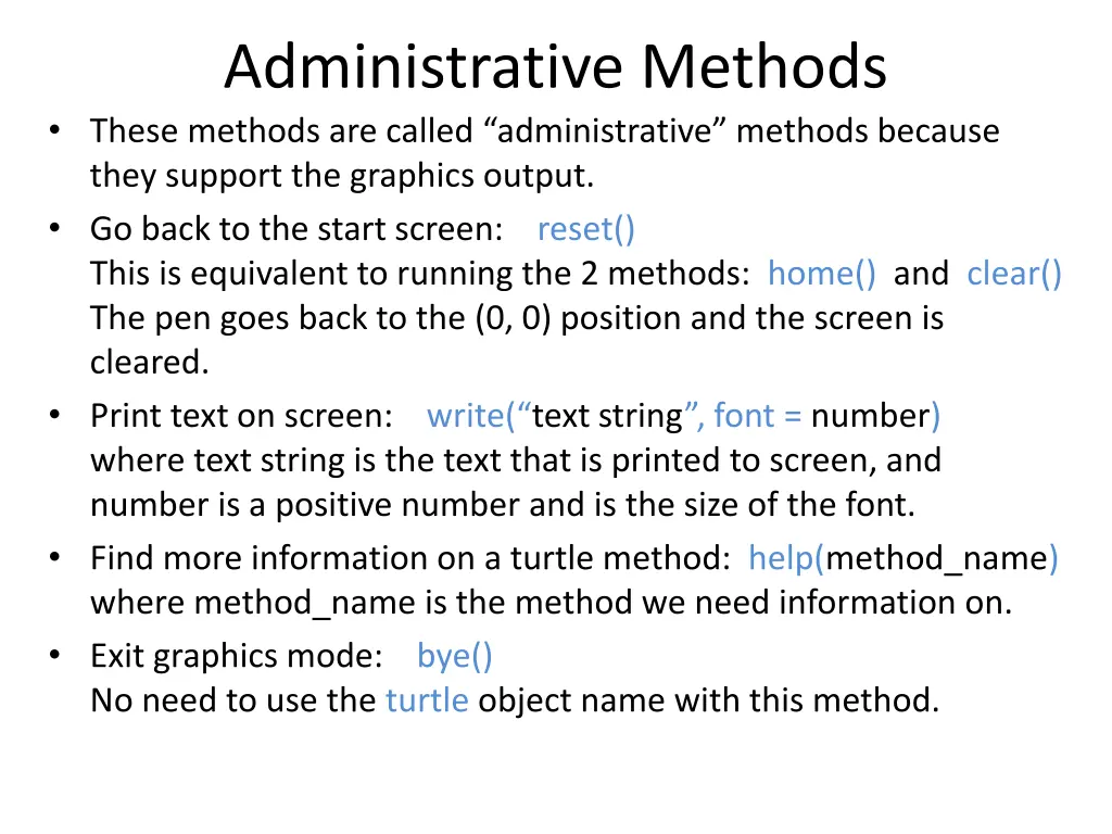 administrative methods these methods are called