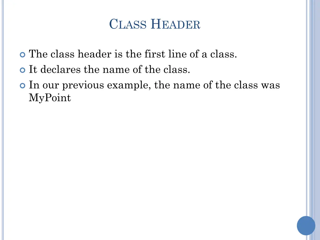 c lass h eader