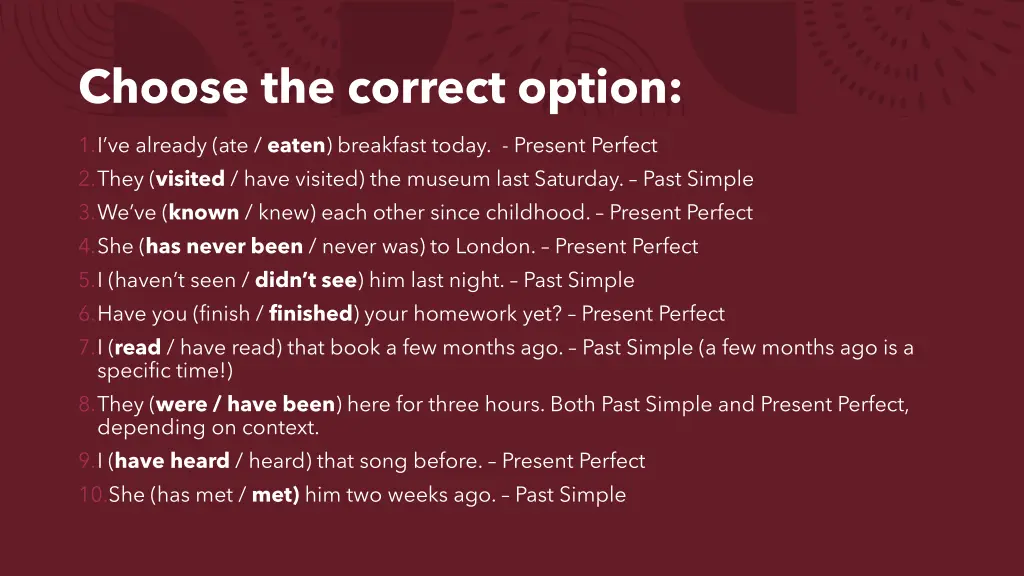 choose the correct option
