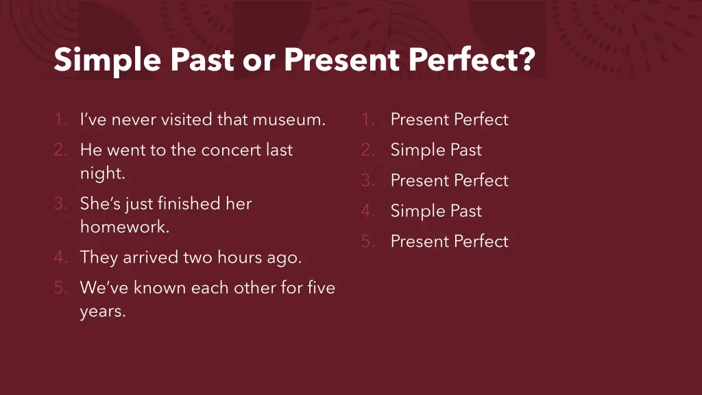 simple past or present perfect
