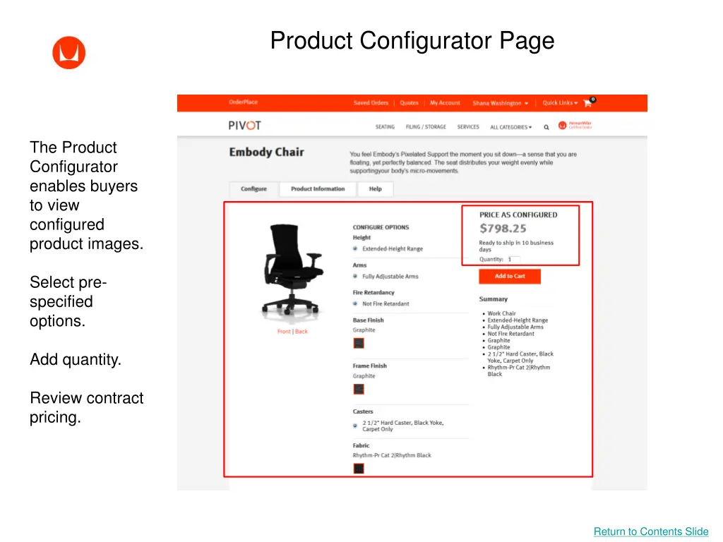 product configurator page