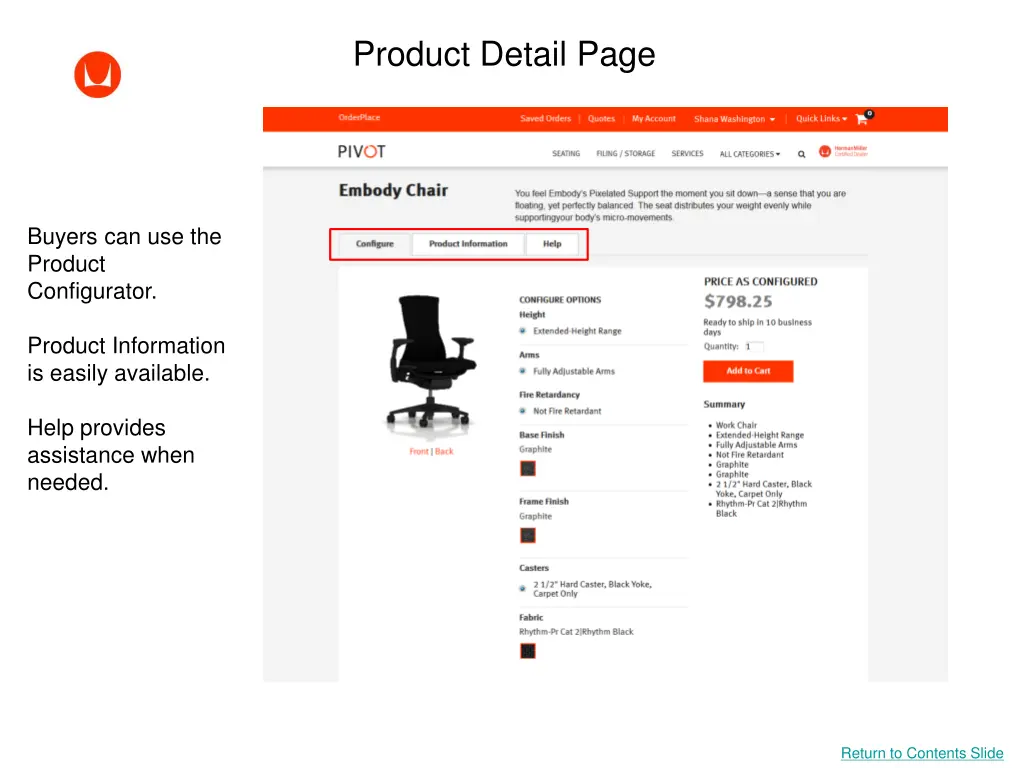 product detail page