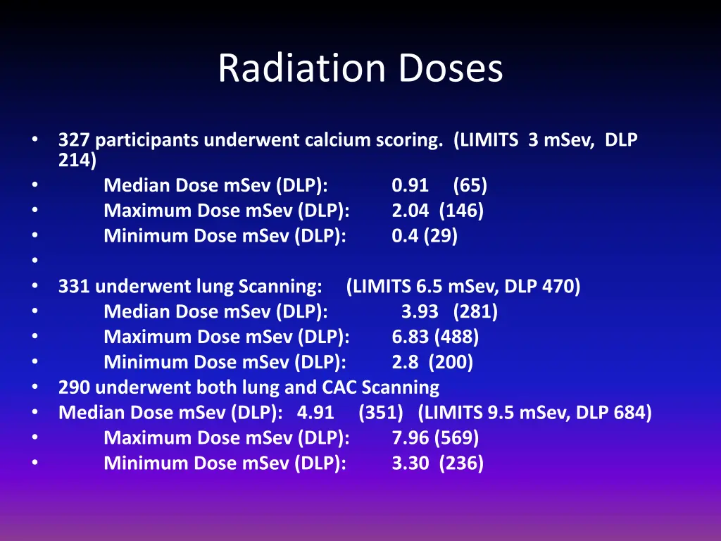 radiation doses