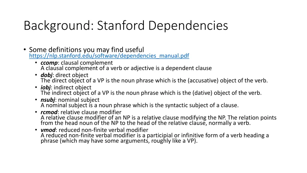 background stanford dependencies