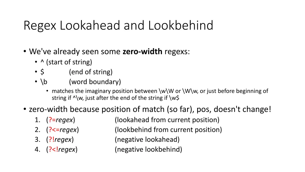 regex lookahead and lookbehind