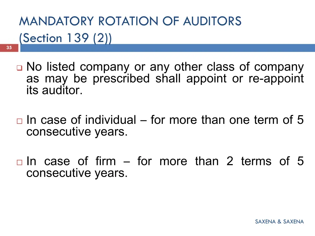 mandatory rotation of auditors section 139 2