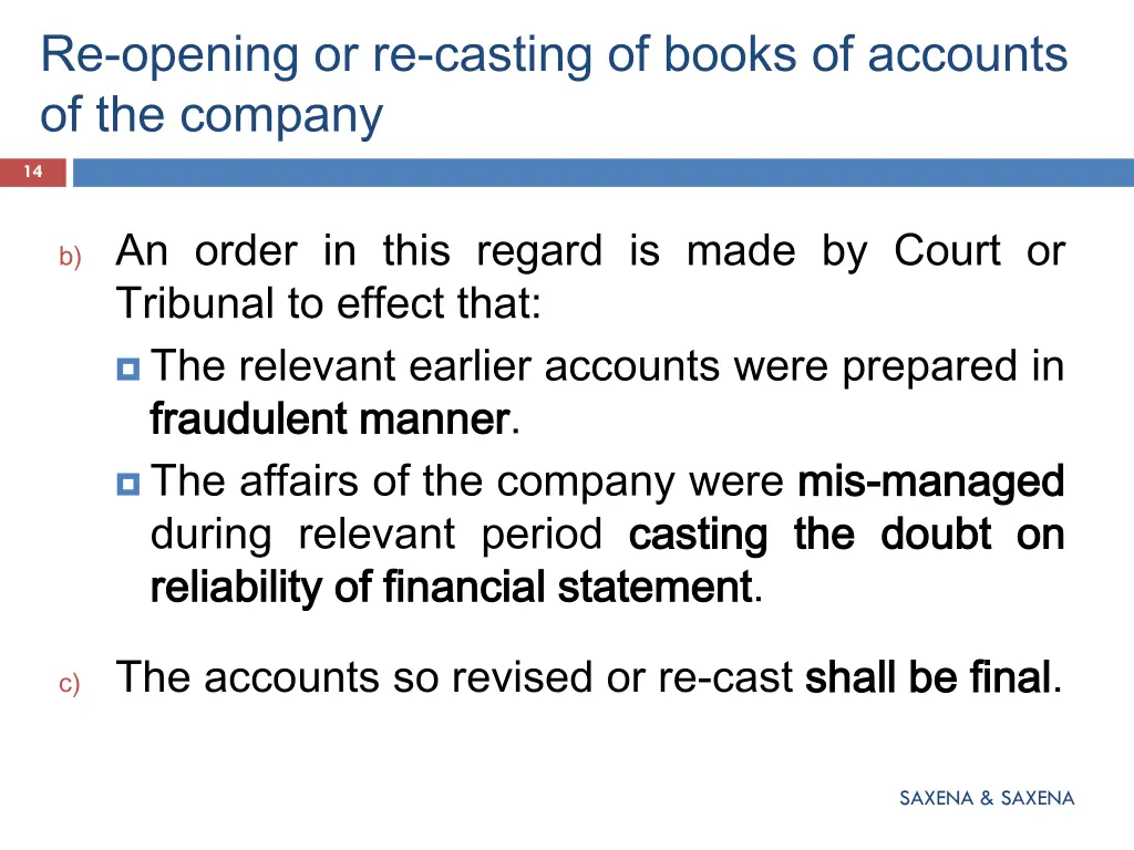 re opening or re casting of books of accounts 1