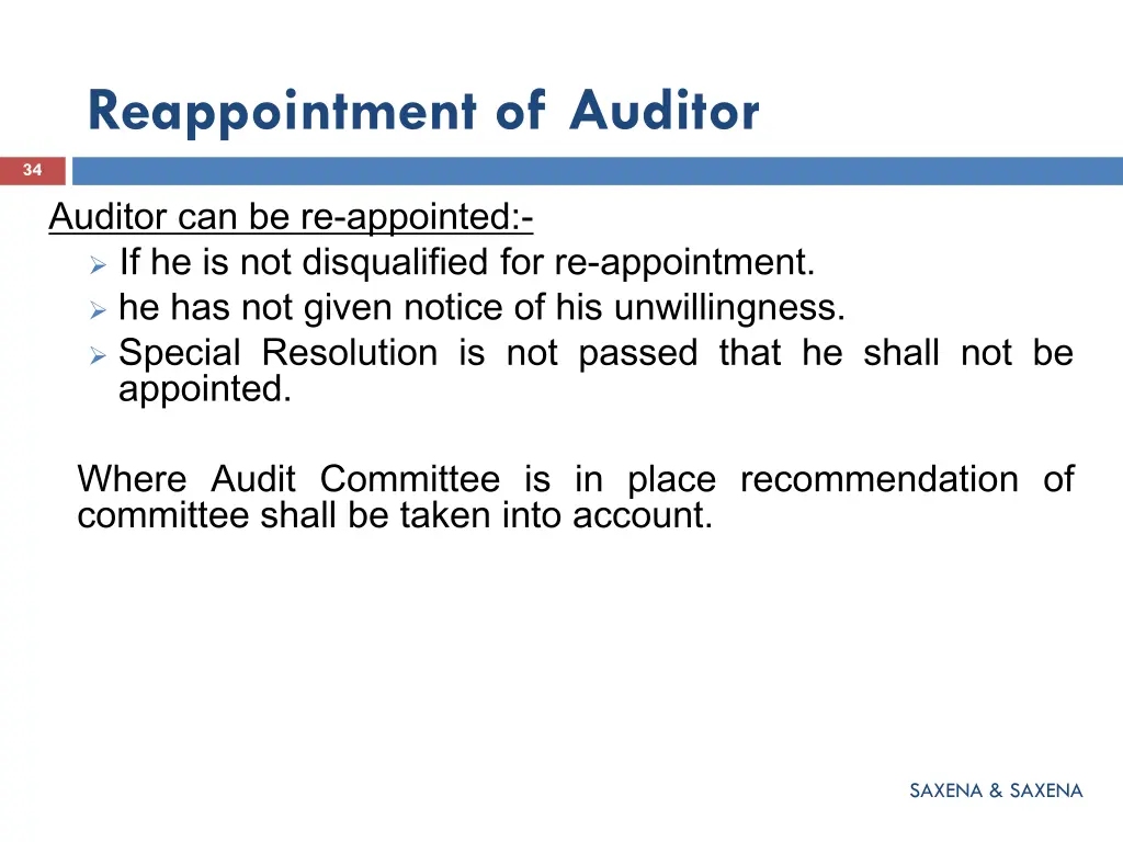 reappointment of auditor