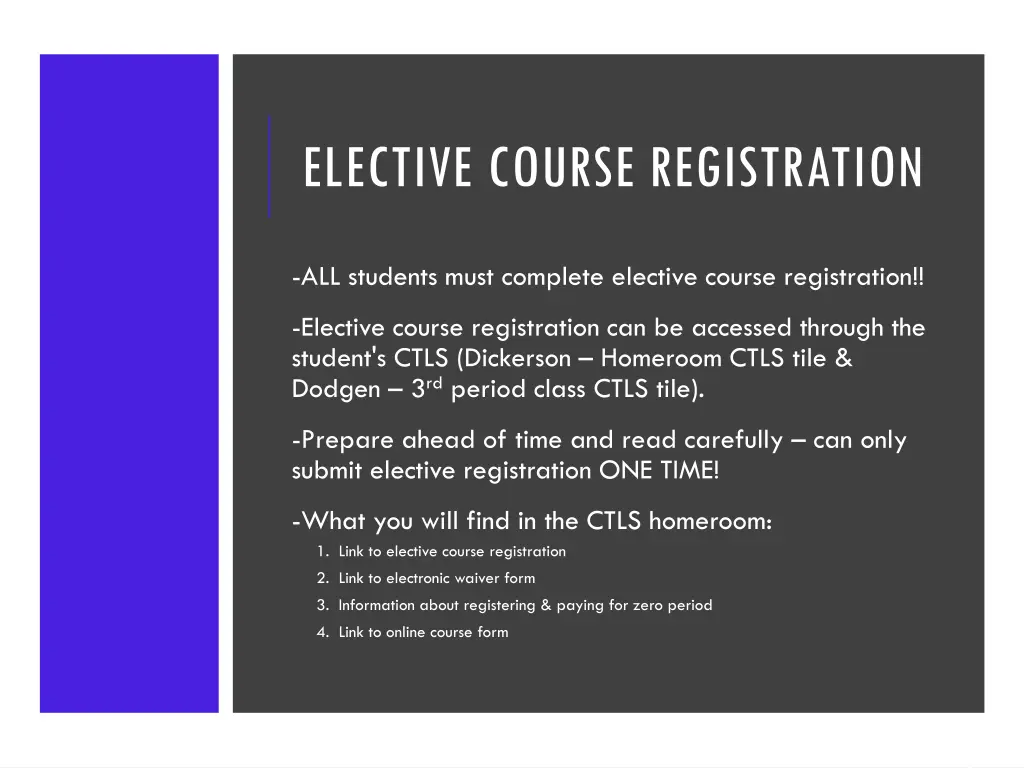 elective course registration