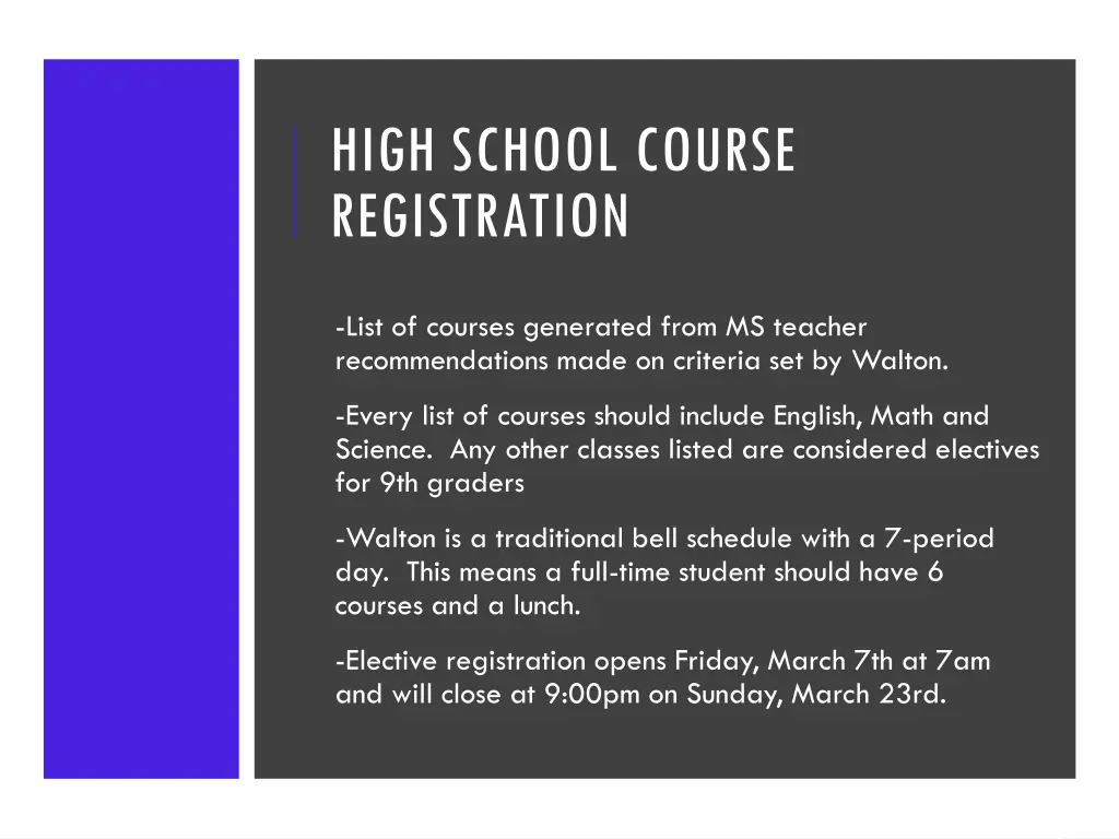high school course registration