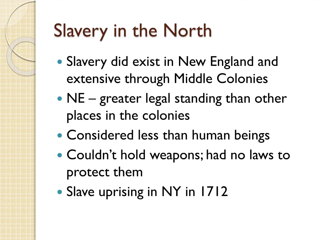slavery in the north