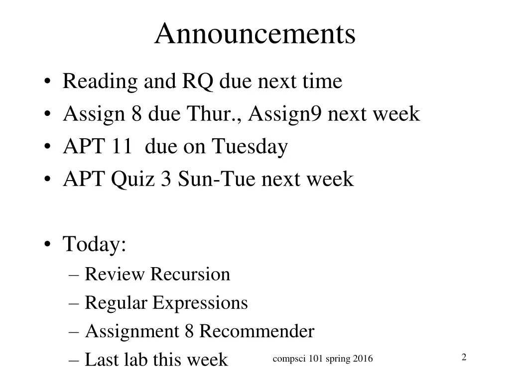 announcements