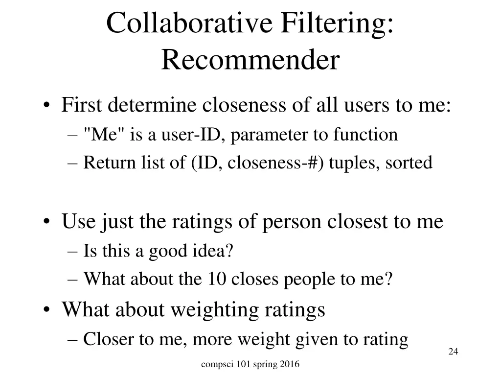 collaborative filtering recommender