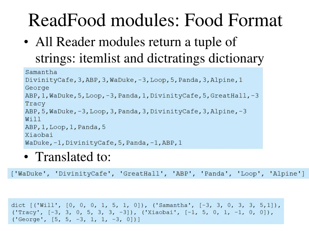 readfood modules food format all reader modules
