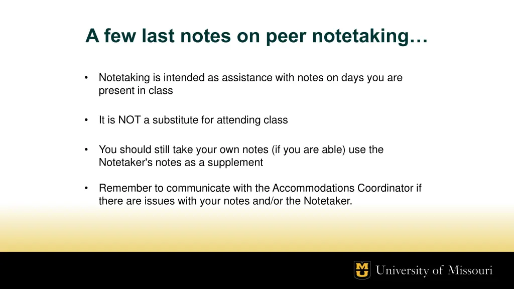 a few last notes on peer notetaking