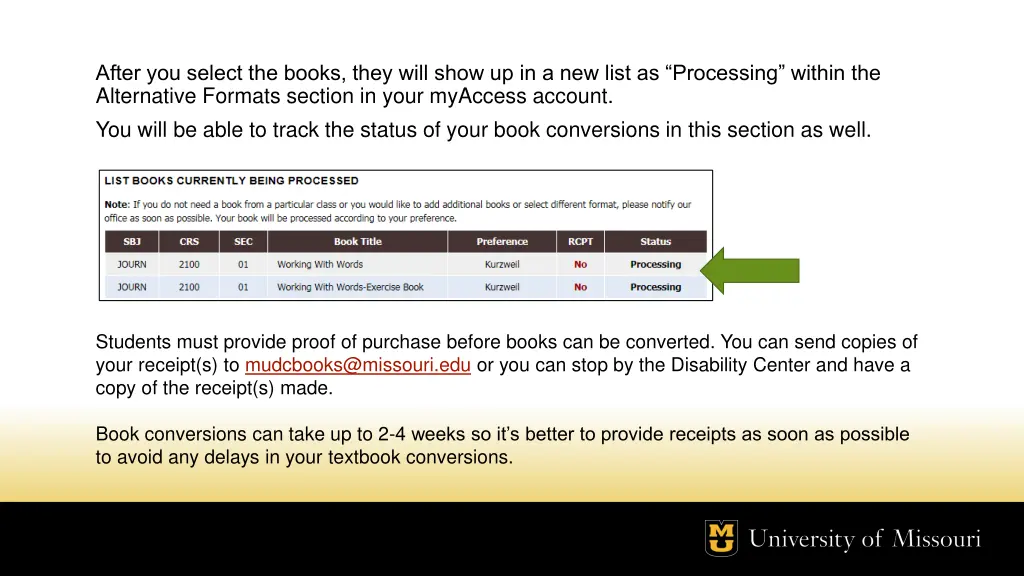 after you select the books they will show