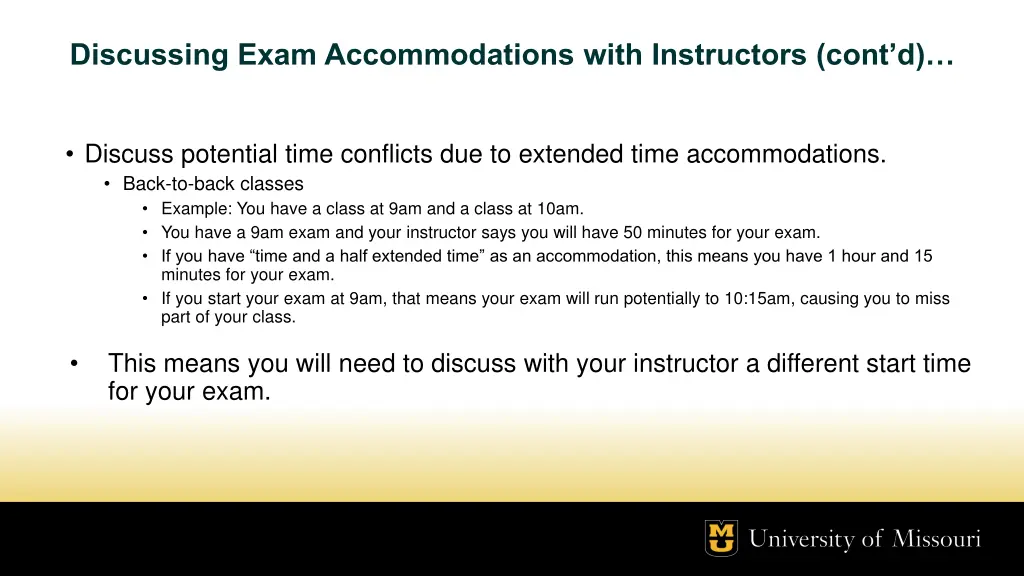 discussing exam accommodations with instructors 1