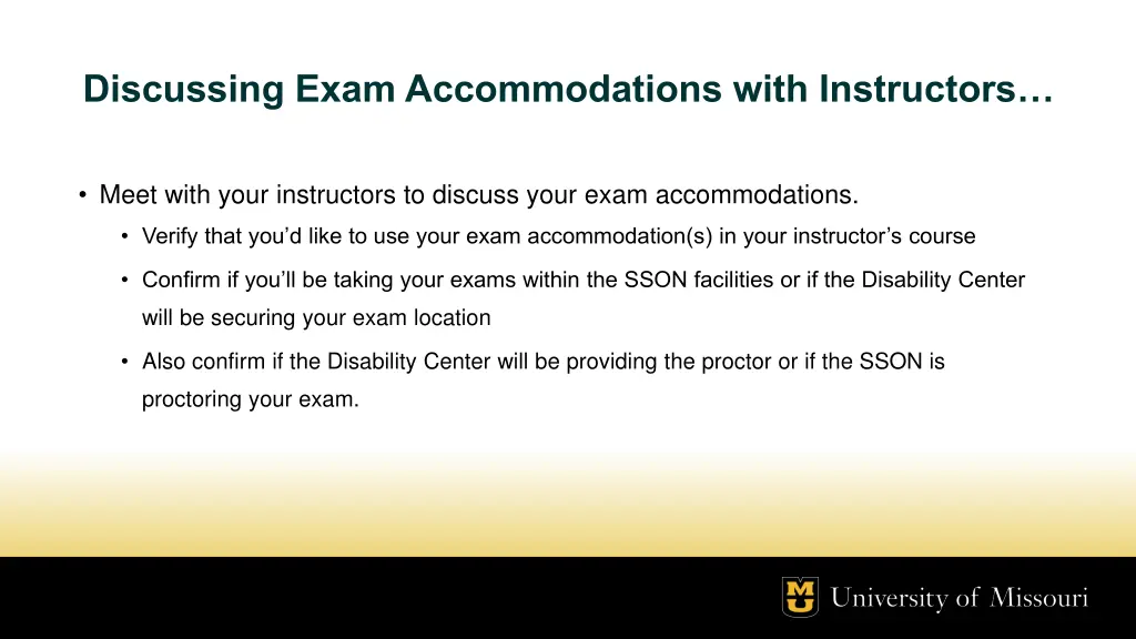discussing exam accommodations with instructors