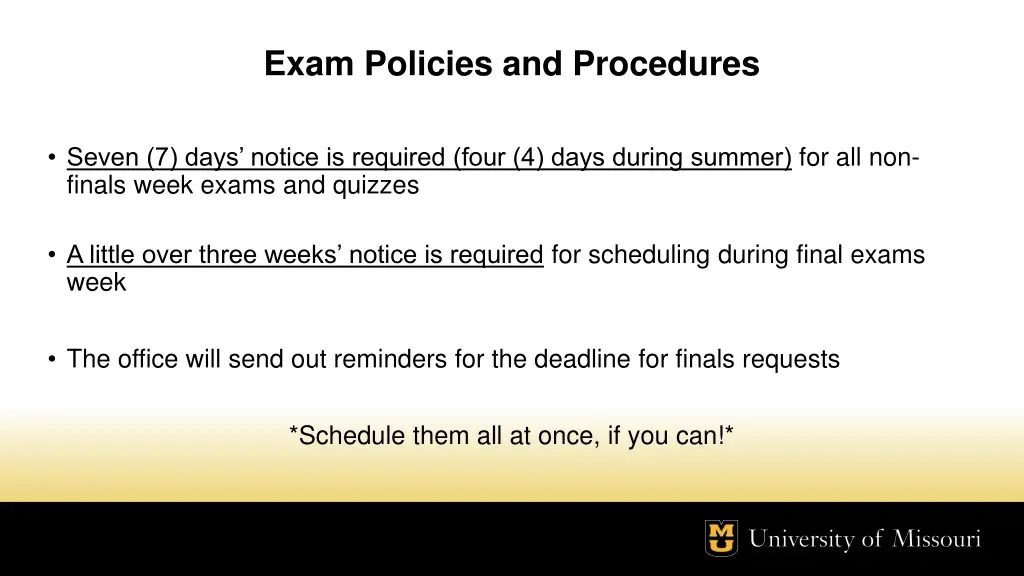exam policies and procedures