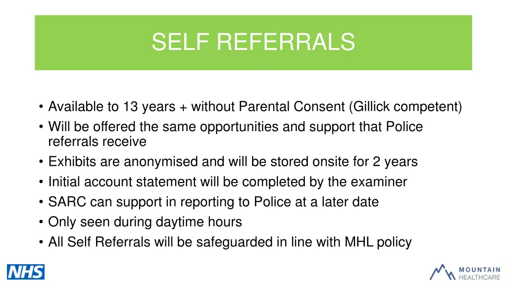 self referrals