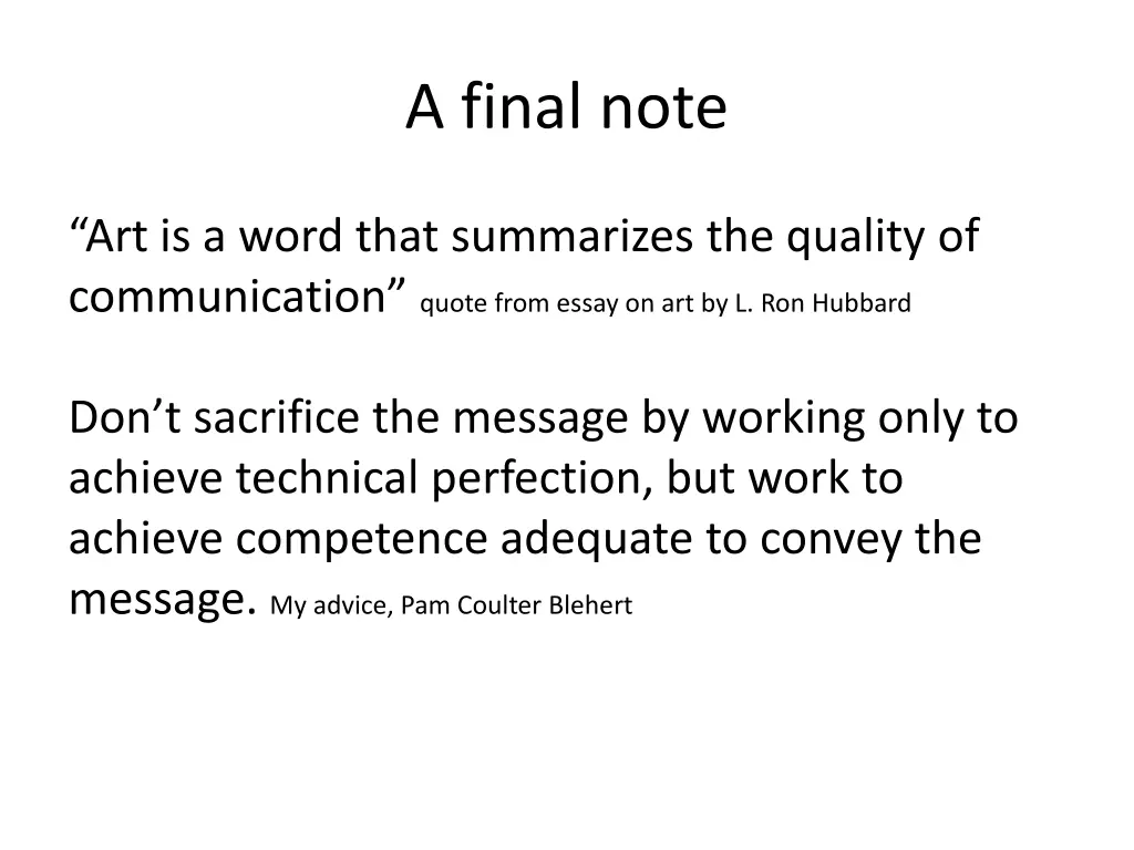 a final note