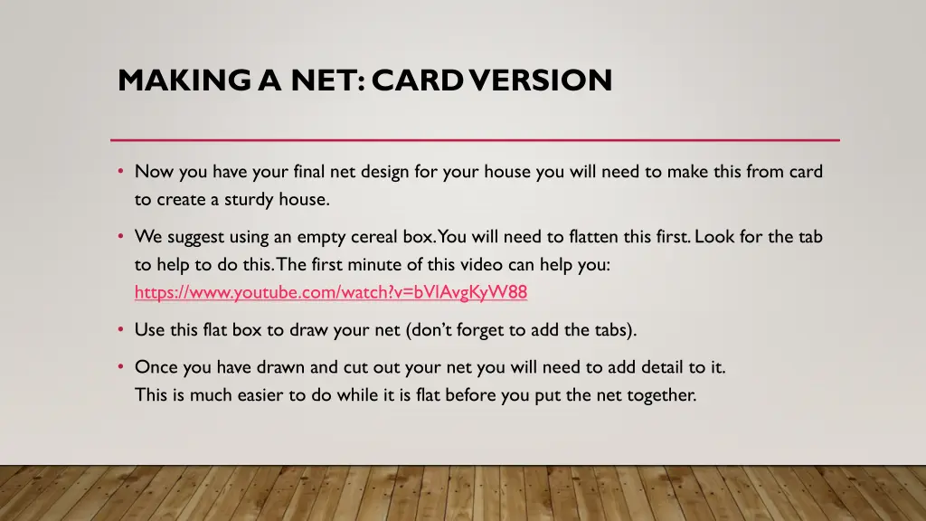 making a net card version