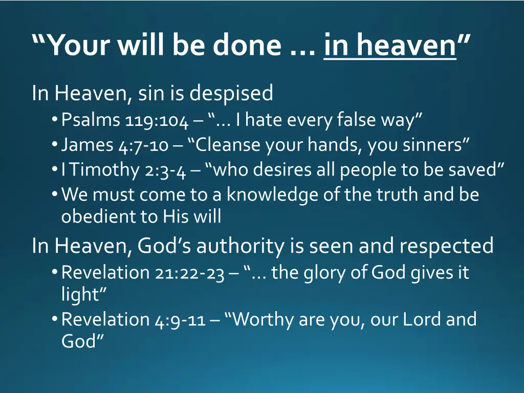 your will be done in heaven