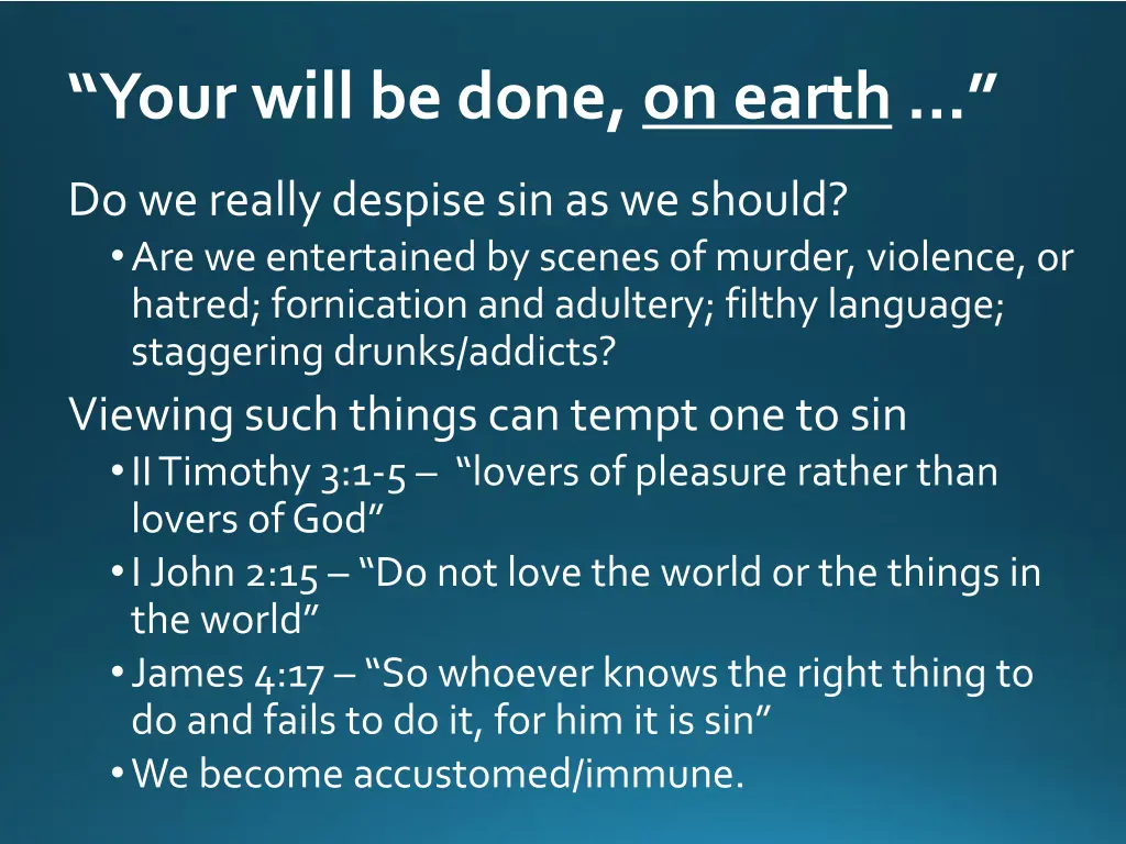 your will be done on earth 1