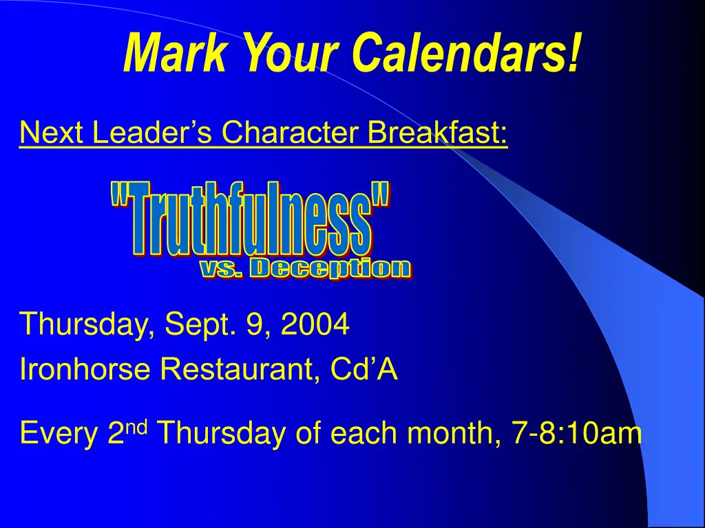 mark your calendars