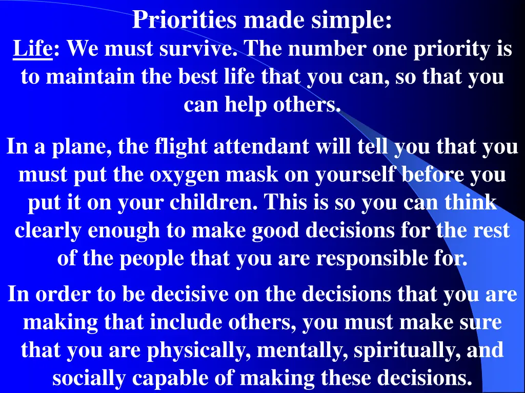 priorities made simple life we must survive