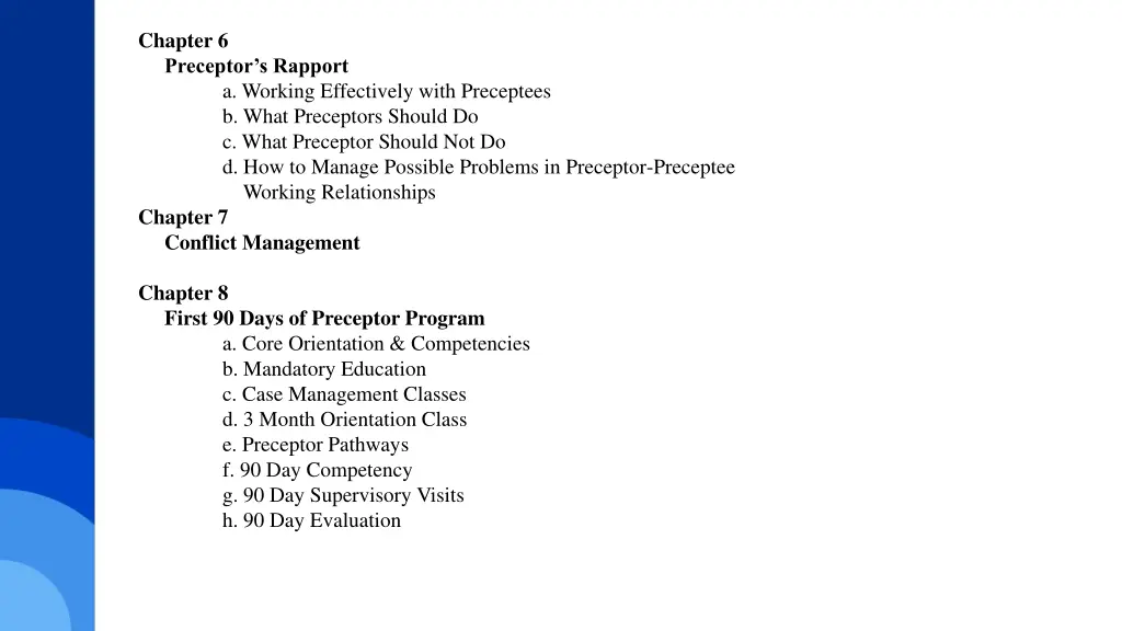 chapter 6 preceptor s rapport a working