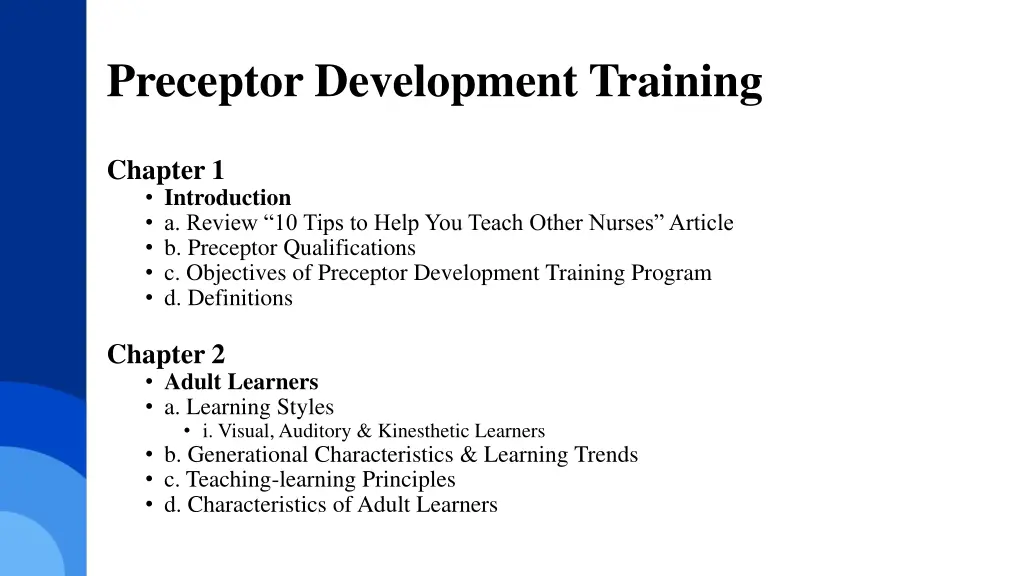 preceptor development training