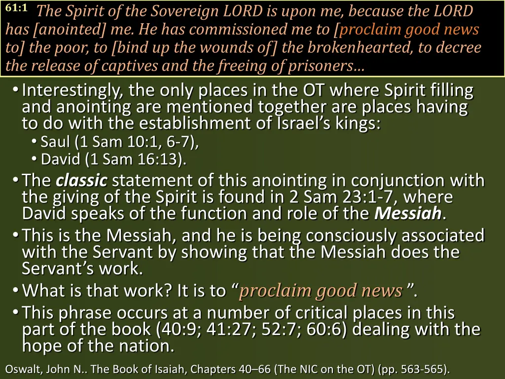 61 1 the spirit of the sovereign lord is upon 1