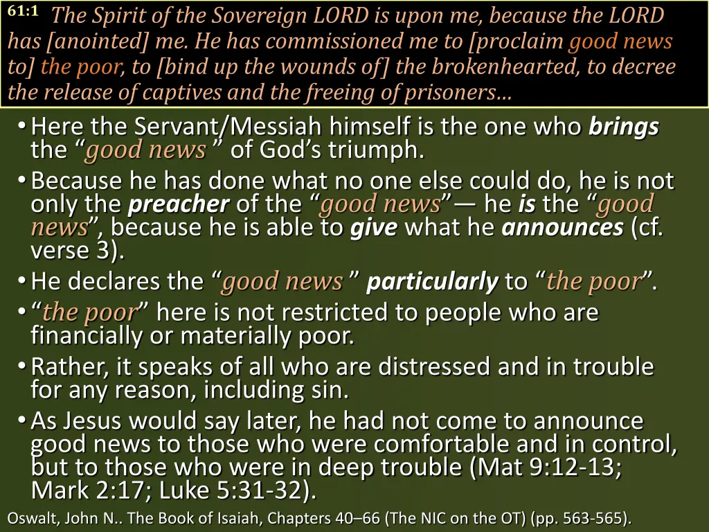 61 1 the spirit of the sovereign lord is upon 2