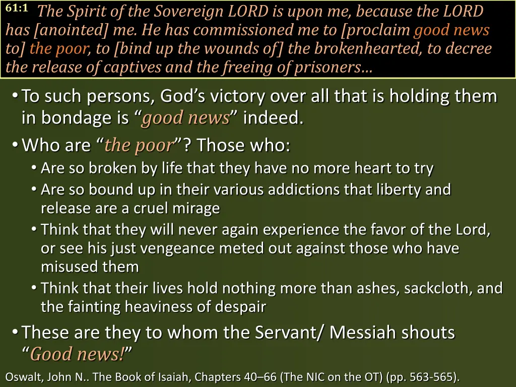 61 1 the spirit of the sovereign lord is upon 3
