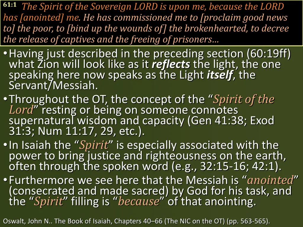 61 1 the spirit of the sovereign lord is upon